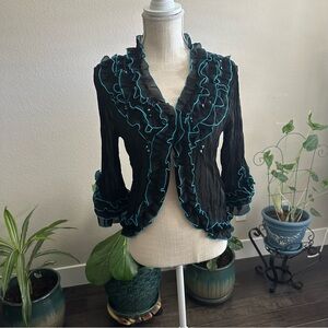 Jaipur || blue and black shrug cardigan
